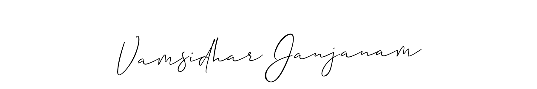 Use a signature maker to create a handwritten signature online. With this signature software, you can design (Allison_Script) your own signature for name Vamsidhar Janjanam. Vamsidhar Janjanam signature style 2 images and pictures png