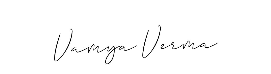 Also You can easily find your signature by using the search form. We will create Vamya Verma name handwritten signature images for you free of cost using Allison_Script sign style. Vamya Verma signature style 2 images and pictures png