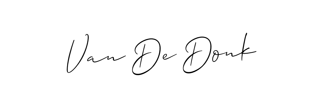 Similarly Allison_Script is the best handwritten signature design. Signature creator online .You can use it as an online autograph creator for name Van De Donk. Van De Donk signature style 2 images and pictures png