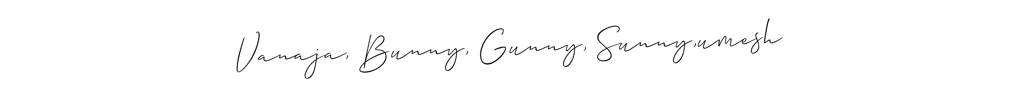 Similarly Allison_Script is the best handwritten signature design. Signature creator online .You can use it as an online autograph creator for name Vanaja, Bunny, Gunny, Sunny,umesh. Vanaja, Bunny, Gunny, Sunny,umesh signature style 2 images and pictures png