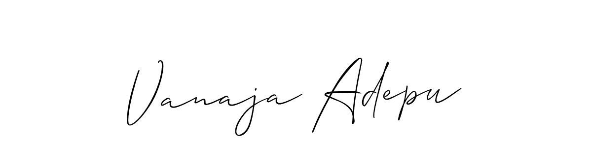 Vanaja Adepu stylish signature style. Best Handwritten Sign (Allison_Script) for my name. Handwritten Signature Collection Ideas for my name Vanaja Adepu. Vanaja Adepu signature style 2 images and pictures png