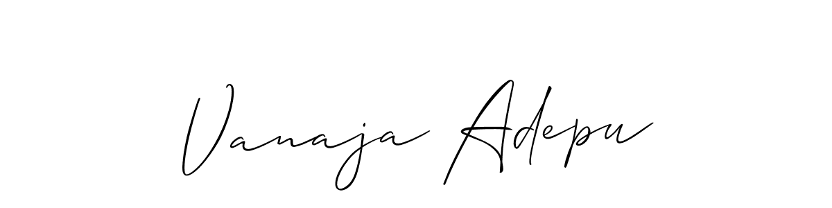 Vanaja Adepu stylish signature style. Best Handwritten Sign (Allison_Script) for my name. Handwritten Signature Collection Ideas for my name Vanaja Adepu. Vanaja Adepu signature style 2 images and pictures png