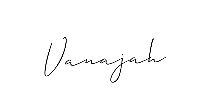 Use a signature maker to create a handwritten signature online. With this signature software, you can design (Allison_Script) your own signature for name Vanajah. Vanajah signature style 2 images and pictures png