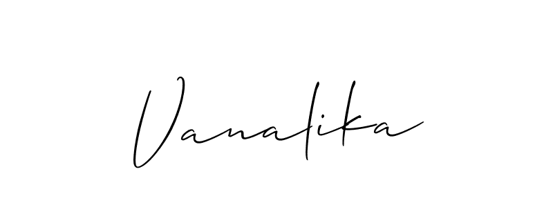 Similarly Allison_Script is the best handwritten signature design. Signature creator online .You can use it as an online autograph creator for name Vanalika. Vanalika signature style 2 images and pictures png