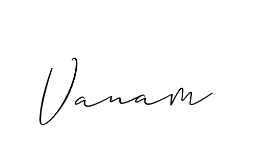 Vanam stylish signature style. Best Handwritten Sign (Allison_Script) for my name. Handwritten Signature Collection Ideas for my name Vanam. Vanam signature style 2 images and pictures png