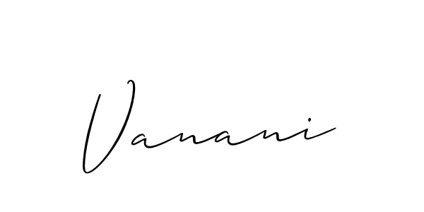 Make a beautiful signature design for name Vanani. With this signature (Allison_Script) style, you can create a handwritten signature for free. Vanani signature style 2 images and pictures png