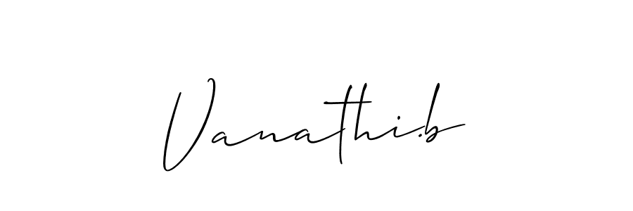 Also we have Vanathi.b name is the best signature style. Create professional handwritten signature collection using Allison_Script autograph style. Vanathi.b signature style 2 images and pictures png