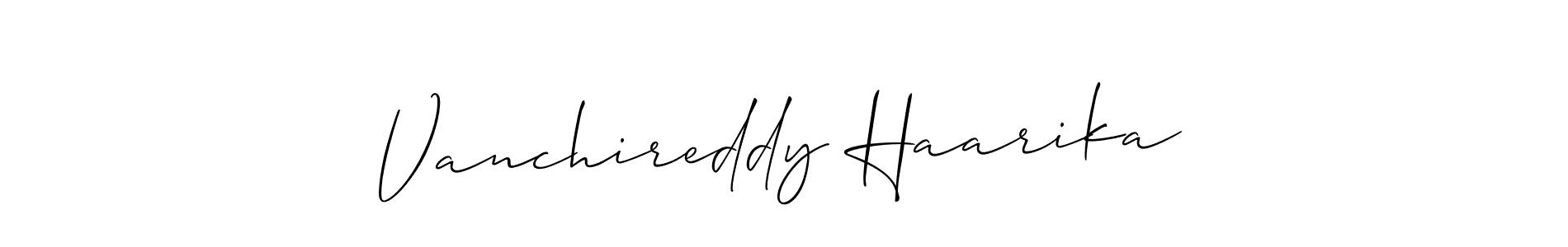 Create a beautiful signature design for name Vanchireddy Haarika. With this signature (Allison_Script) fonts, you can make a handwritten signature for free. Vanchireddy Haarika signature style 2 images and pictures png