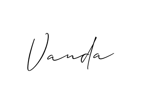 Use a signature maker to create a handwritten signature online. With this signature software, you can design (Allison_Script) your own signature for name Vanda. Vanda signature style 2 images and pictures png