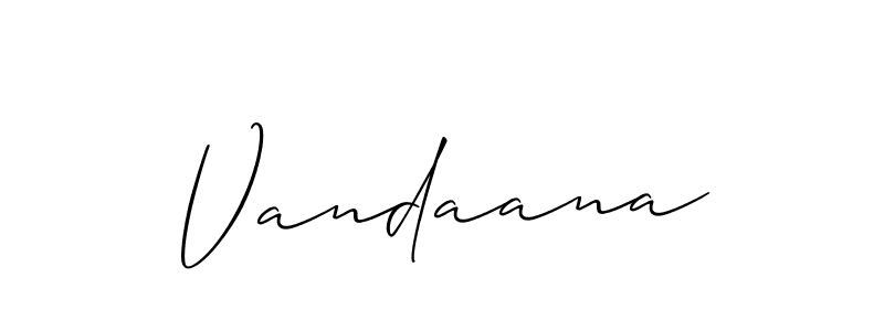 Use a signature maker to create a handwritten signature online. With this signature software, you can design (Allison_Script) your own signature for name Vandaana. Vandaana signature style 2 images and pictures png