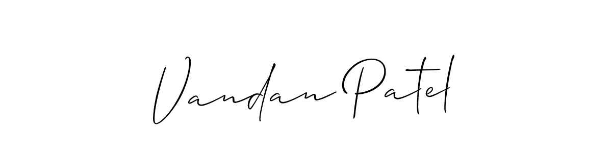 if you are searching for the best signature style for your name Vandan Patel. so please give up your signature search. here we have designed multiple signature styles  using Allison_Script. Vandan Patel signature style 2 images and pictures png