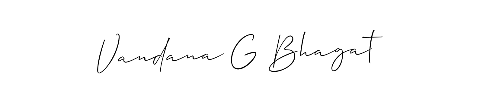 if you are searching for the best signature style for your name Vandana G Bhagat. so please give up your signature search. here we have designed multiple signature styles  using Allison_Script. Vandana G Bhagat signature style 2 images and pictures png