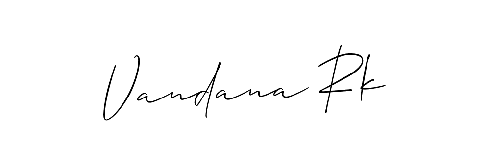 Also we have Vandana Rk name is the best signature style. Create professional handwritten signature collection using Allison_Script autograph style. Vandana Rk signature style 2 images and pictures png