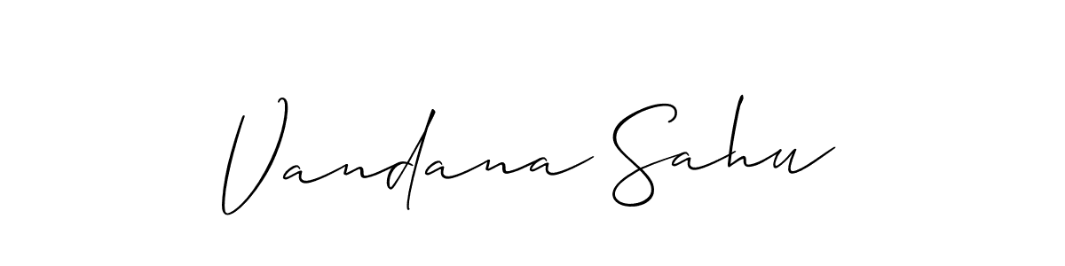 The best way (Allison_Script) to make a short signature is to pick only two or three words in your name. The name Vandana Sahu include a total of six letters. For converting this name. Vandana Sahu signature style 2 images and pictures png