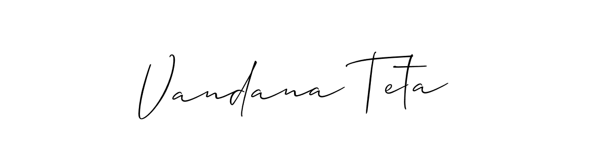 How to make Vandana Teta name signature. Use Allison_Script style for creating short signs online. This is the latest handwritten sign. Vandana Teta signature style 2 images and pictures png