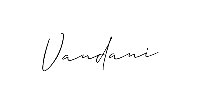 Vandani stylish signature style. Best Handwritten Sign (Allison_Script) for my name. Handwritten Signature Collection Ideas for my name Vandani. Vandani signature style 2 images and pictures png