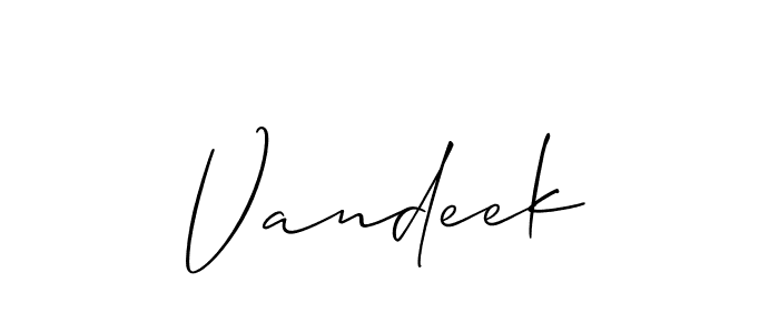 You should practise on your own different ways (Allison_Script) to write your name (Vandeek) in signature. don't let someone else do it for you. Vandeek signature style 2 images and pictures png