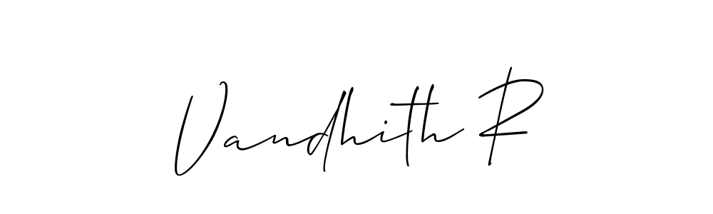 It looks lik you need a new signature style for name Vandhith R. Design unique handwritten (Allison_Script) signature with our free signature maker in just a few clicks. Vandhith R signature style 2 images and pictures png