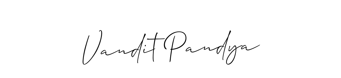 How to make Vandit Pandya name signature. Use Allison_Script style for creating short signs online. This is the latest handwritten sign. Vandit Pandya signature style 2 images and pictures png