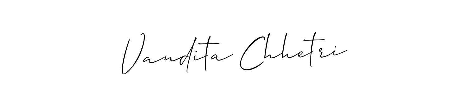 Create a beautiful signature design for name Vandita Chhetri. With this signature (Allison_Script) fonts, you can make a handwritten signature for free. Vandita Chhetri signature style 2 images and pictures png