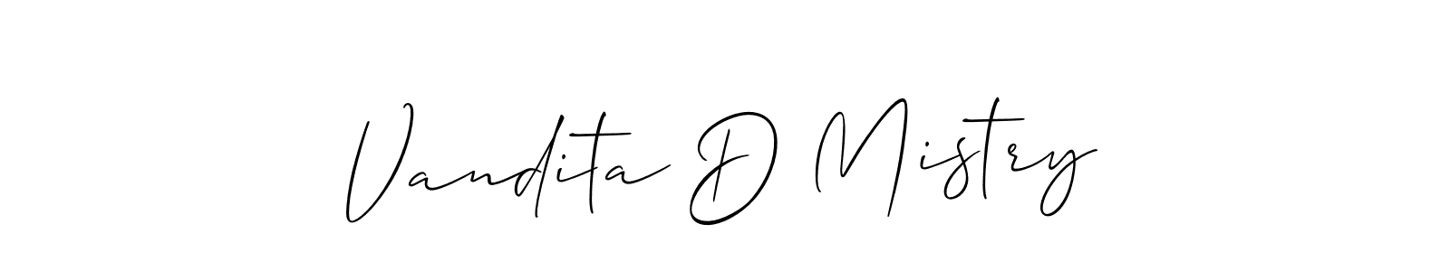 Vandita D Mistry stylish signature style. Best Handwritten Sign (Allison_Script) for my name. Handwritten Signature Collection Ideas for my name Vandita D Mistry. Vandita D Mistry signature style 2 images and pictures png