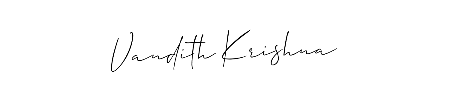 Create a beautiful signature design for name Vandith Krishna. With this signature (Allison_Script) fonts, you can make a handwritten signature for free. Vandith Krishna signature style 2 images and pictures png