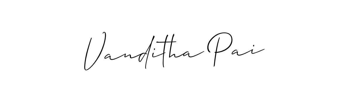 Also we have Vanditha Pai name is the best signature style. Create professional handwritten signature collection using Allison_Script autograph style. Vanditha Pai signature style 2 images and pictures png