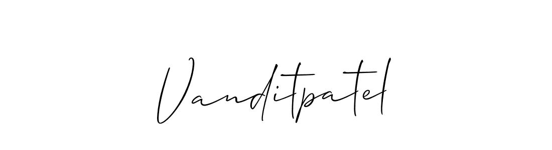 if you are searching for the best signature style for your name Vanditpatel. so please give up your signature search. here we have designed multiple signature styles  using Allison_Script. Vanditpatel signature style 2 images and pictures png