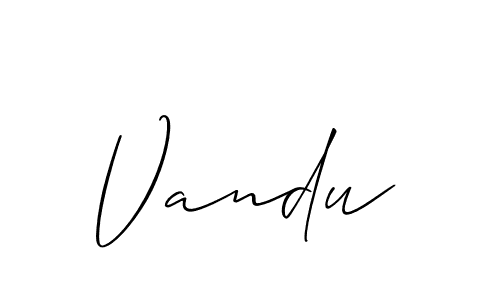 The best way (Allison_Script) to make a short signature is to pick only two or three words in your name. The name Vandu include a total of six letters. For converting this name. Vandu signature style 2 images and pictures png