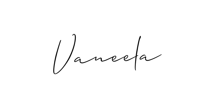 Make a beautiful signature design for name Vaneela. With this signature (Allison_Script) style, you can create a handwritten signature for free. Vaneela signature style 2 images and pictures png