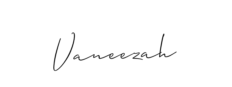 It looks lik you need a new signature style for name Vaneezah. Design unique handwritten (Allison_Script) signature with our free signature maker in just a few clicks. Vaneezah signature style 2 images and pictures png