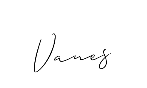 Use a signature maker to create a handwritten signature online. With this signature software, you can design (Allison_Script) your own signature for name Vanes. Vanes signature style 2 images and pictures png