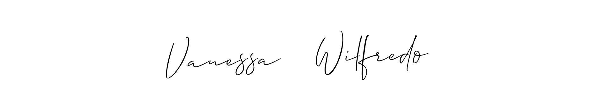 Make a short Vanessa    Wilfredo signature style. Manage your documents anywhere anytime using Allison_Script. Create and add eSignatures, submit forms, share and send files easily. Vanessa    Wilfredo signature style 2 images and pictures png