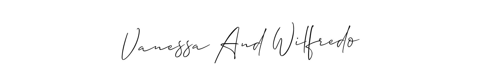 How to Draw Vanessa And Wilfredo signature style? Allison_Script is a latest design signature styles for name Vanessa And Wilfredo. Vanessa And Wilfredo signature style 2 images and pictures png