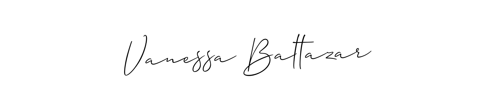 How to make Vanessa Baltazar name signature. Use Allison_Script style for creating short signs online. This is the latest handwritten sign. Vanessa Baltazar signature style 2 images and pictures png
