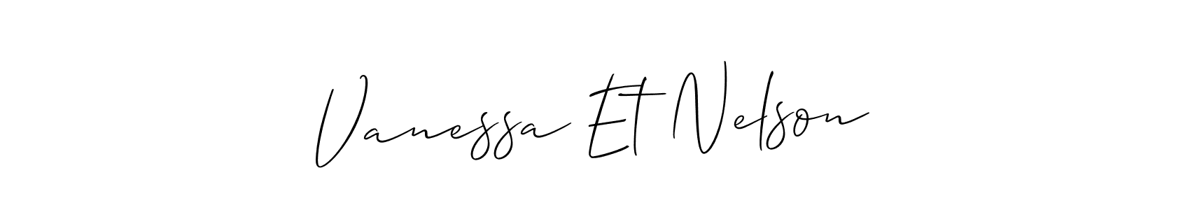 How to make Vanessa Et Nelson signature? Allison_Script is a professional autograph style. Create handwritten signature for Vanessa Et Nelson name. Vanessa Et Nelson signature style 2 images and pictures png