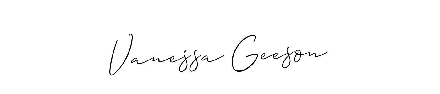 Make a beautiful signature design for name Vanessa Geeson. With this signature (Allison_Script) style, you can create a handwritten signature for free. Vanessa Geeson signature style 2 images and pictures png