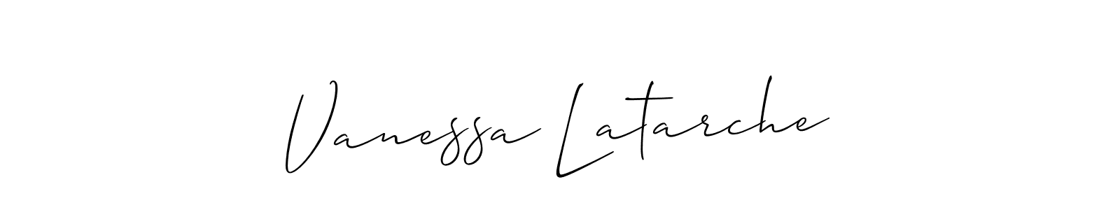 You should practise on your own different ways (Allison_Script) to write your name (Vanessa Latarche) in signature. don't let someone else do it for you. Vanessa Latarche signature style 2 images and pictures png