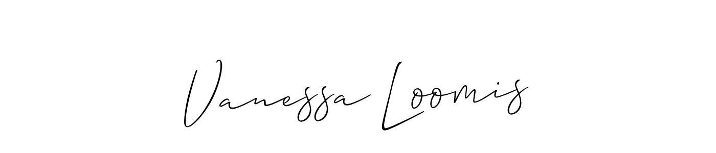 Allison_Script is a professional signature style that is perfect for those who want to add a touch of class to their signature. It is also a great choice for those who want to make their signature more unique. Get Vanessa Loomis name to fancy signature for free. Vanessa Loomis signature style 2 images and pictures png