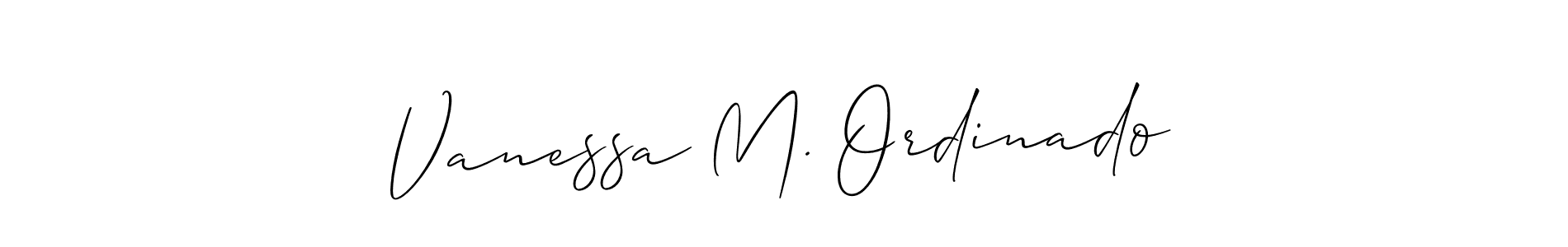 You should practise on your own different ways (Allison_Script) to write your name (Vanessa M. Ordinado) in signature. don't let someone else do it for you. Vanessa M. Ordinado signature style 2 images and pictures png