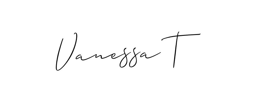 It looks lik you need a new signature style for name Vanessa T. Design unique handwritten (Allison_Script) signature with our free signature maker in just a few clicks. Vanessa T signature style 2 images and pictures png