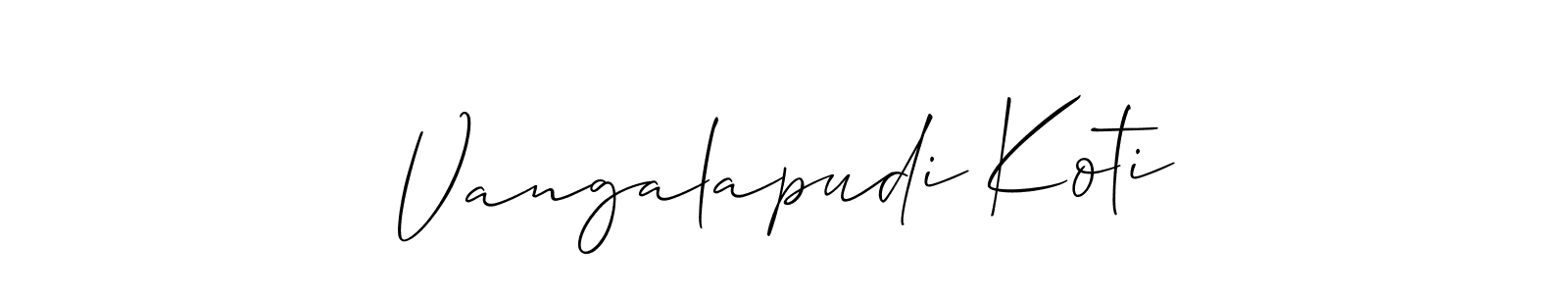 Create a beautiful signature design for name Vangalapudi Koti. With this signature (Allison_Script) fonts, you can make a handwritten signature for free. Vangalapudi Koti signature style 2 images and pictures png