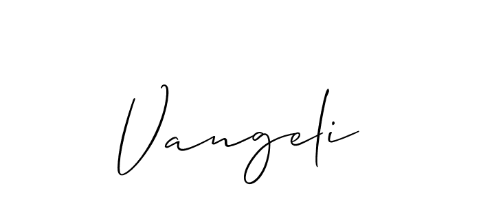 Make a beautiful signature design for name Vangeli. With this signature (Allison_Script) style, you can create a handwritten signature for free. Vangeli signature style 2 images and pictures png