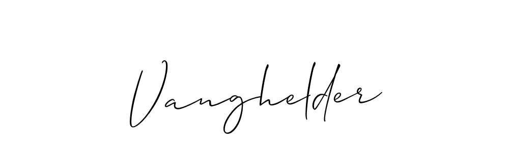 Allison_Script is a professional signature style that is perfect for those who want to add a touch of class to their signature. It is also a great choice for those who want to make their signature more unique. Get Vanghelder name to fancy signature for free. Vanghelder signature style 2 images and pictures png