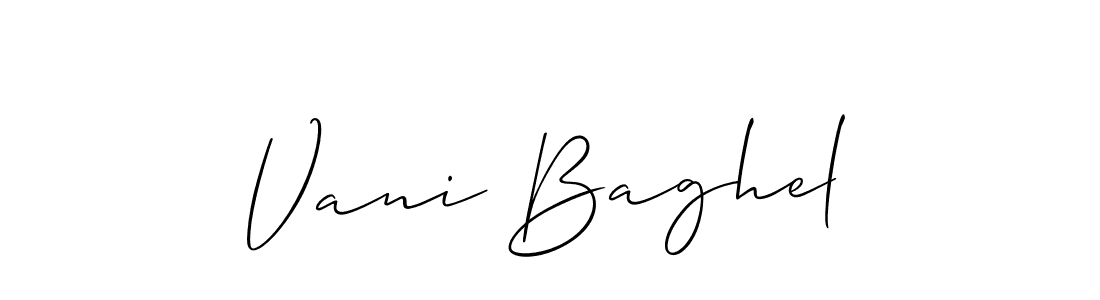 The best way (Allison_Script) to make a short signature is to pick only two or three words in your name. The name Vani Baghel include a total of six letters. For converting this name. Vani Baghel signature style 2 images and pictures png
