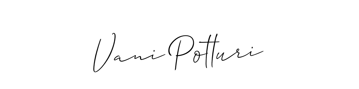 The best way (Allison_Script) to make a short signature is to pick only two or three words in your name. The name Vani Potluri include a total of six letters. For converting this name. Vani Potluri signature style 2 images and pictures png