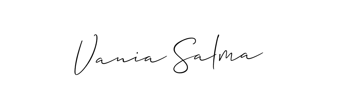 It looks lik you need a new signature style for name Vania Salma. Design unique handwritten (Allison_Script) signature with our free signature maker in just a few clicks. Vania Salma signature style 2 images and pictures png