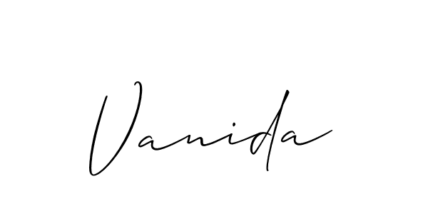 The best way (Allison_Script) to make a short signature is to pick only two or three words in your name. The name Vanida include a total of six letters. For converting this name. Vanida signature style 2 images and pictures png