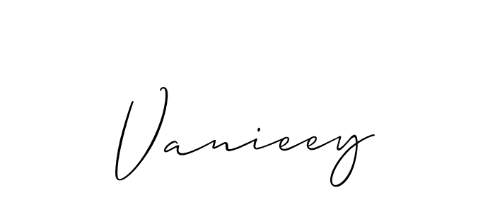 Use a signature maker to create a handwritten signature online. With this signature software, you can design (Allison_Script) your own signature for name Vanieey. Vanieey signature style 2 images and pictures png