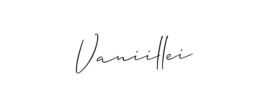 How to make Vaniillei name signature. Use Allison_Script style for creating short signs online. This is the latest handwritten sign. Vaniillei signature style 2 images and pictures png